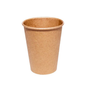 Paper Cup 100% Kraft (8Oz) 240ml w/ Black Lid “To Go” - Box of 1000 units