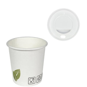 Hot Drinks Paper Cups 120ml (4Oz) w/ White Lid ToGo - Pack of 50 units