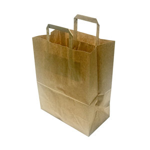 Kraft Paper Bag with Flat Handle 32x26+22cm