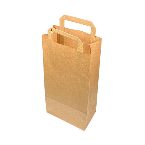 Kraft paper bag with handle for bottles 18x37+9cm - Pack 100 units