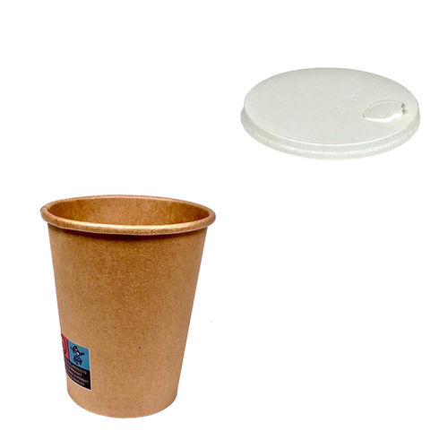 Paper Cups 350ml (12Oz) 100% Kraft With Card Cover - Box of 2000 units