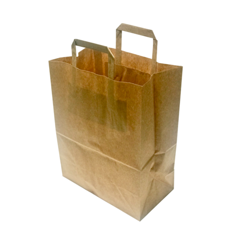Bag with flat handle 28x29+17 Kraft - Packaging 50 Units