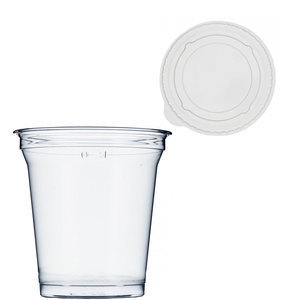 320ml RPET Plastic Cup with Closed Flat Lid - Box of 1250 Units