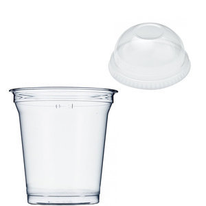 RPET 320ml Plastic Cup with Closed Dome Lid - Box 1250 Units